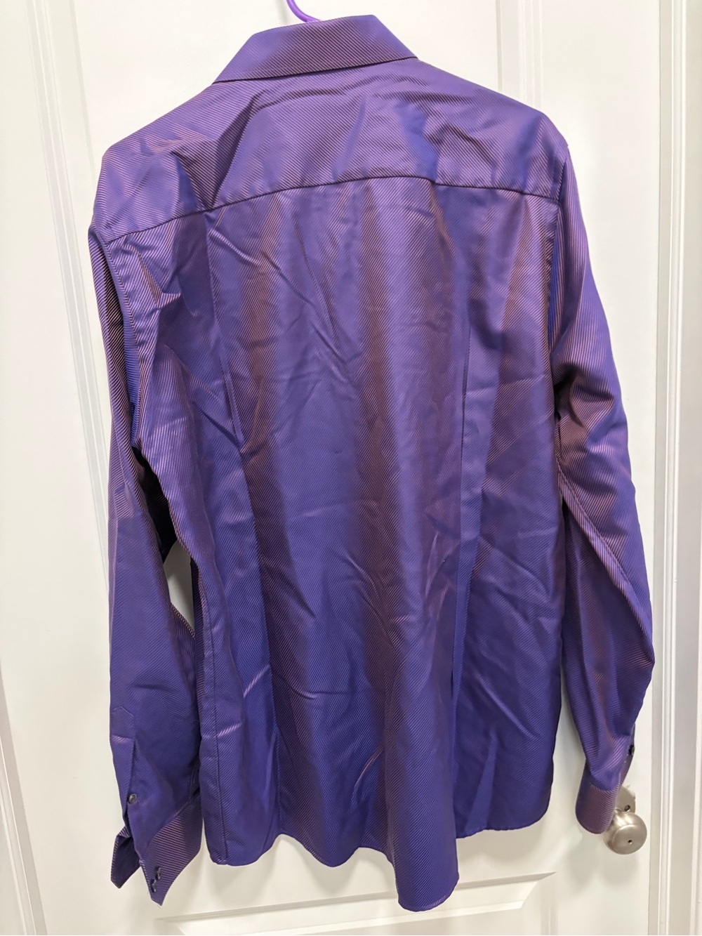 Eton Contemporary Dress Shirt Mens XL 17.5 35/36 Purple Striped Twill - Picture 4 of 6
